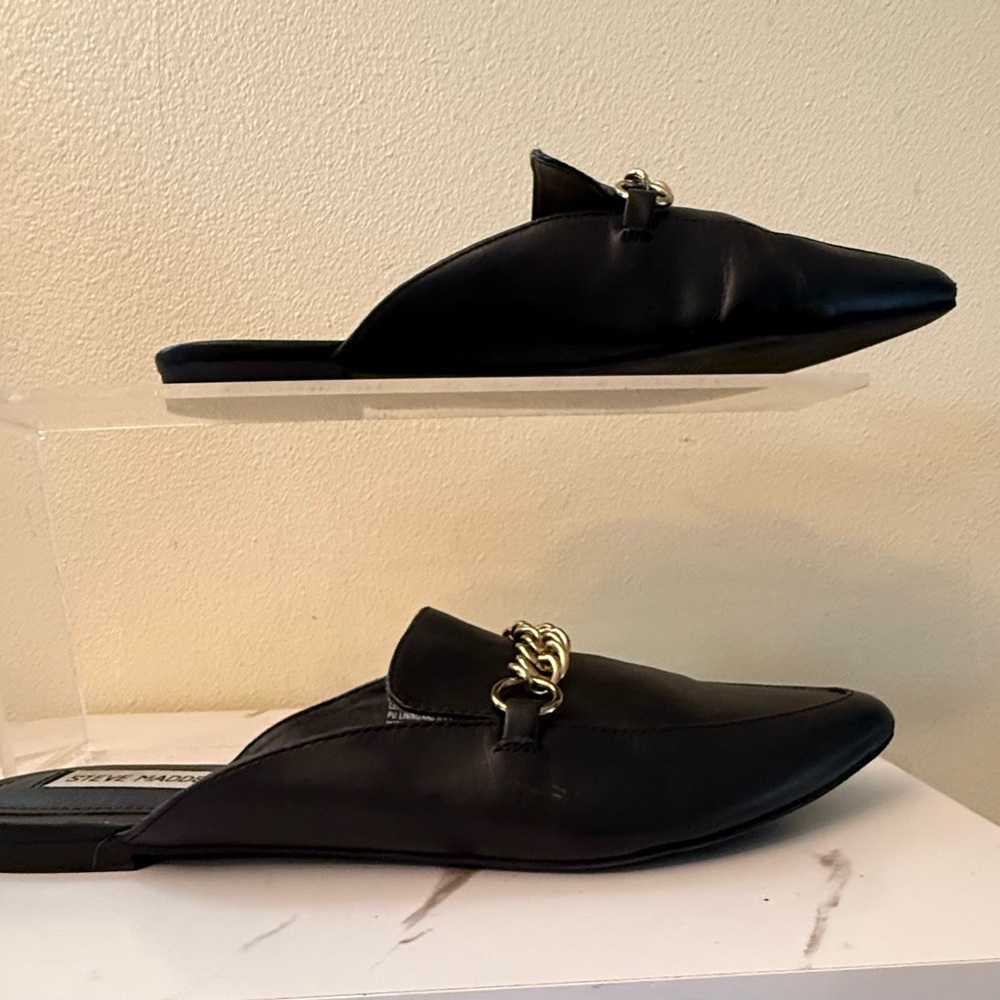 Steve Madden Forever Chain Mule Black, GUC, Size 10